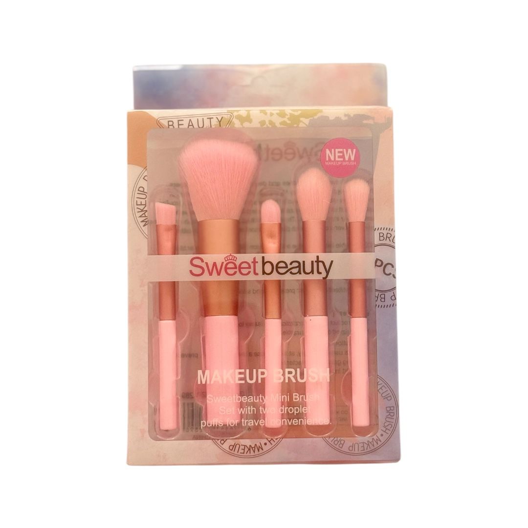 KIT DE BROCHAS ROSADAS BEAUTY X5